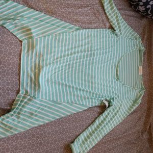 Striped blue and white long sleeved dress